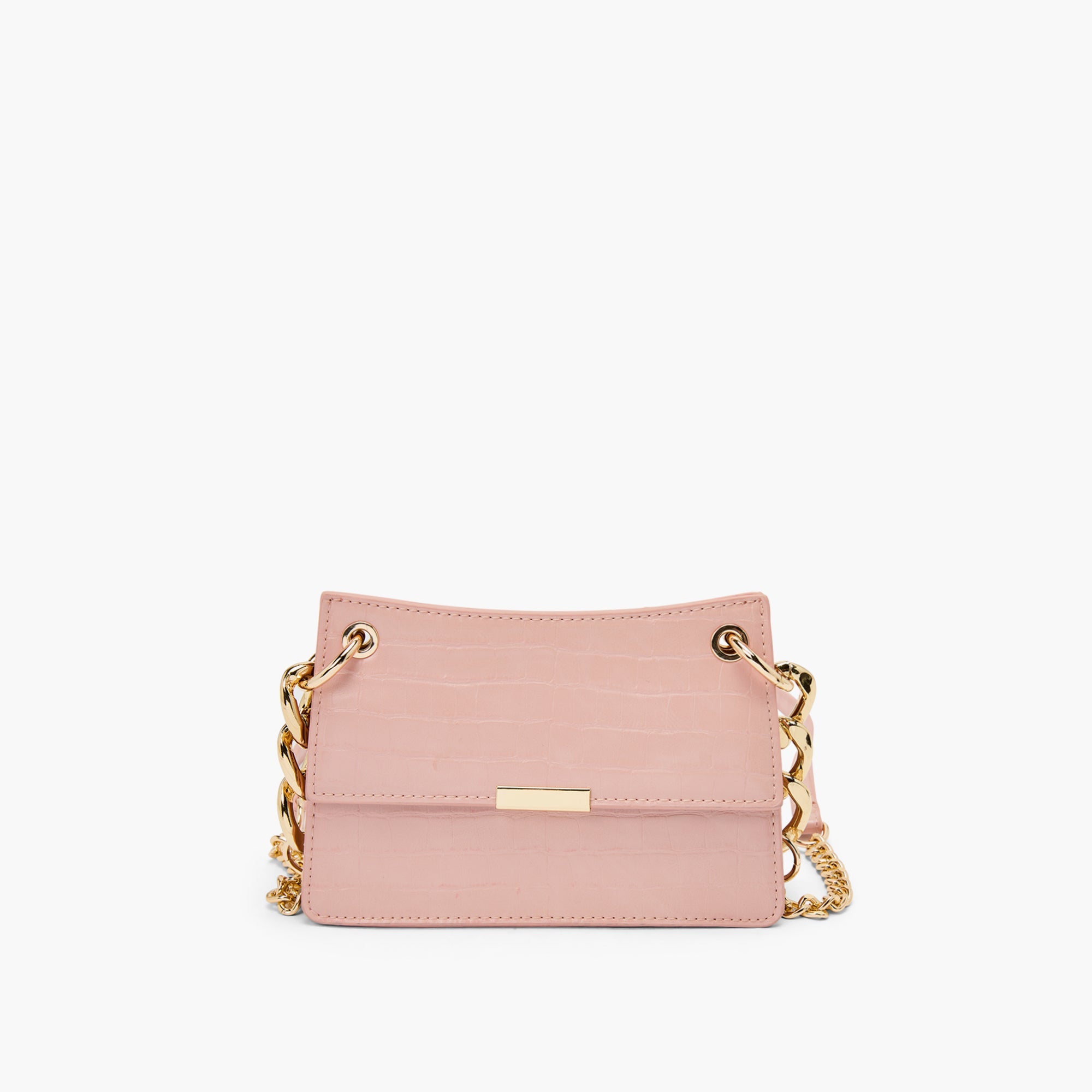 Pink mock croc purse