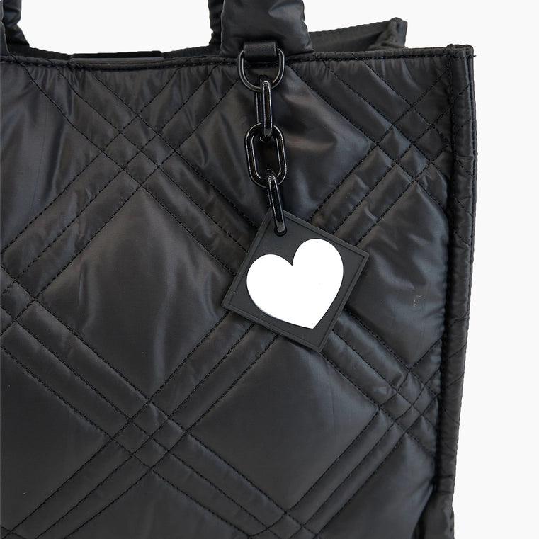 Black Out Love Nylon Puffer Tote Bag