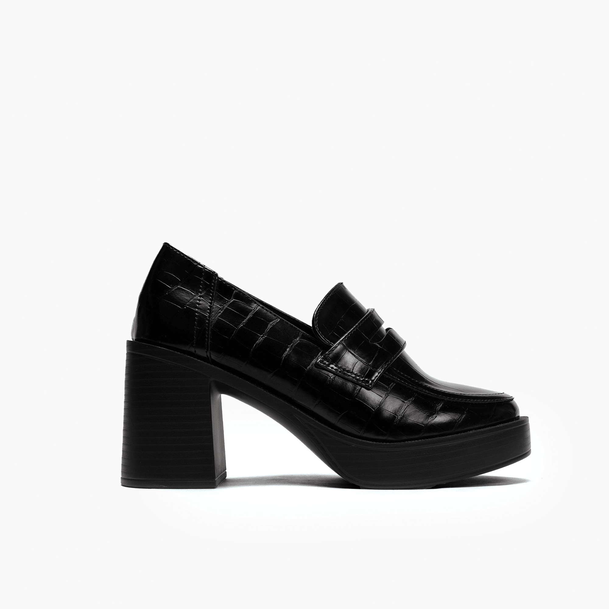 Harper Faux Croc Loafer Heels