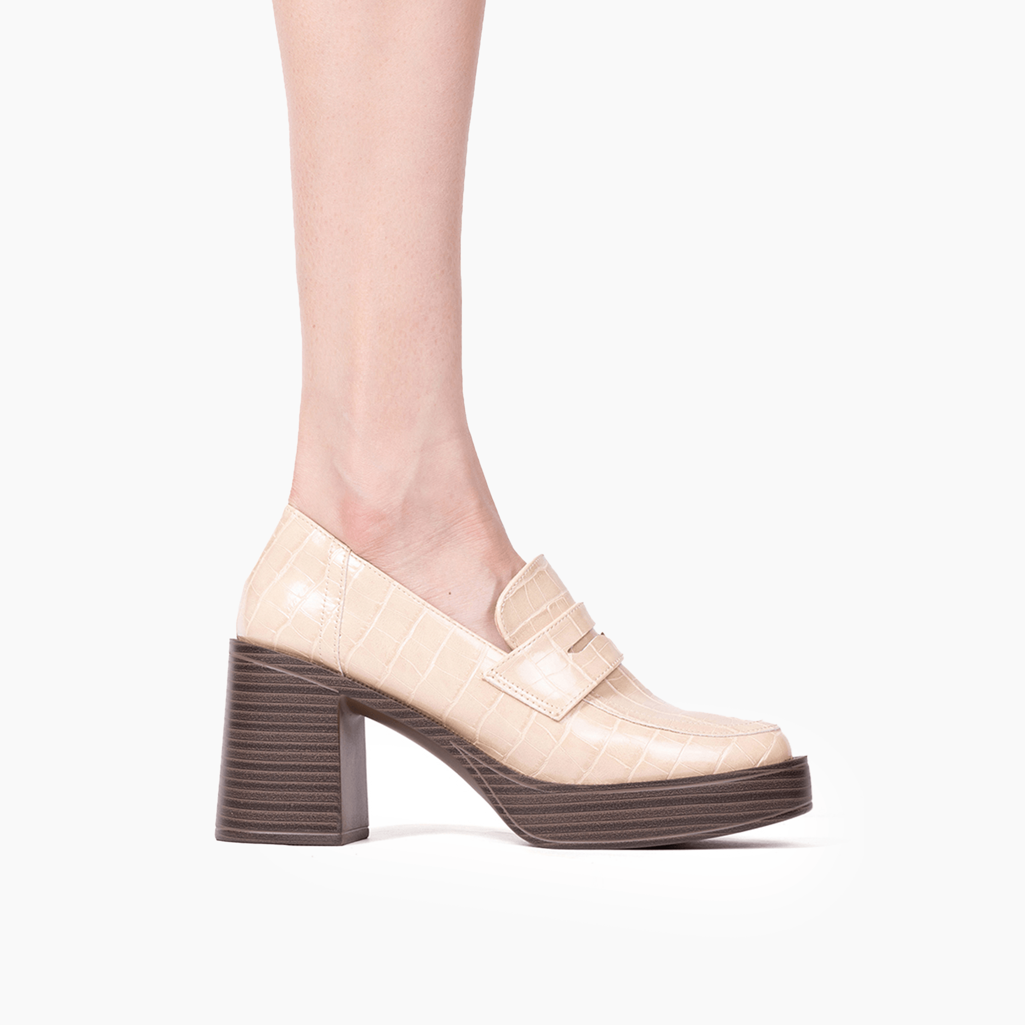 Harper Faux Croc Loafer Heels