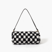 Jordan Checkered Faux Fur Shoulder Bag