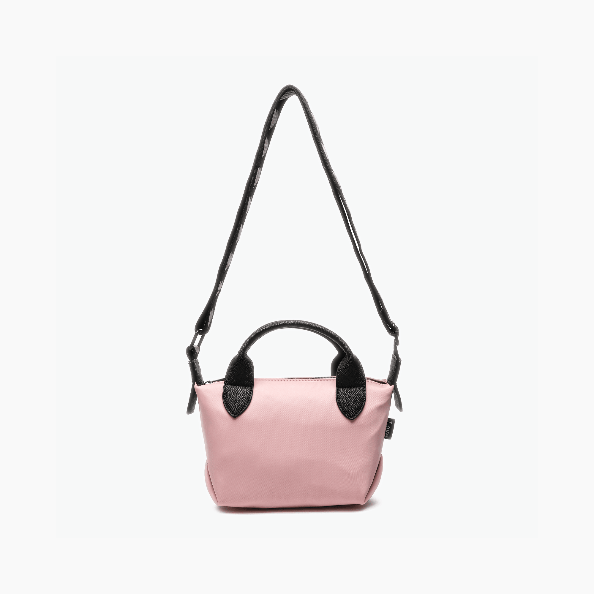 A pink mini crossbody bag