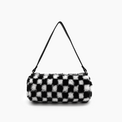 Jordan Checkered Faux Fur Shoulder Bag