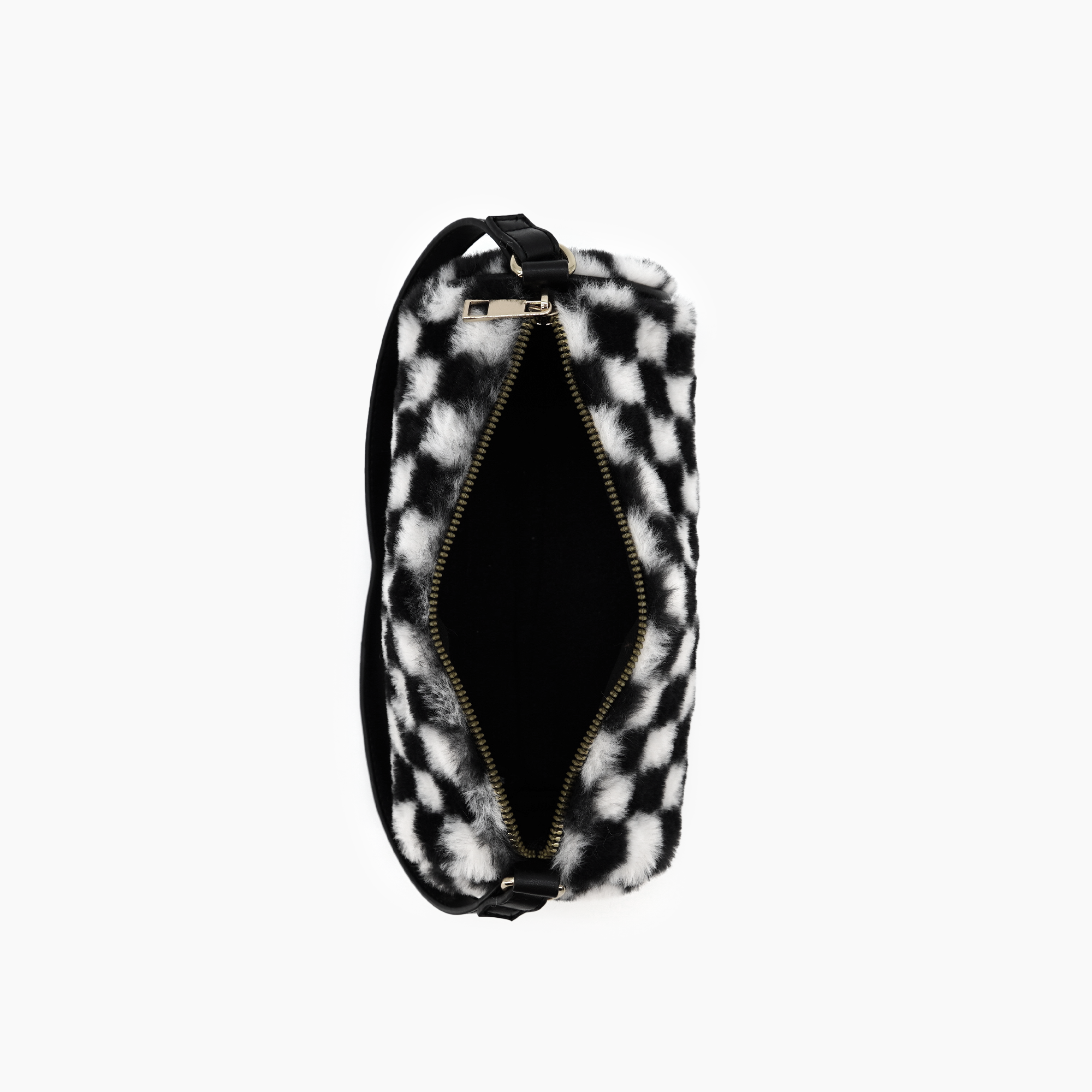 Jordan Checkered Faux Fur Shoulder Bag