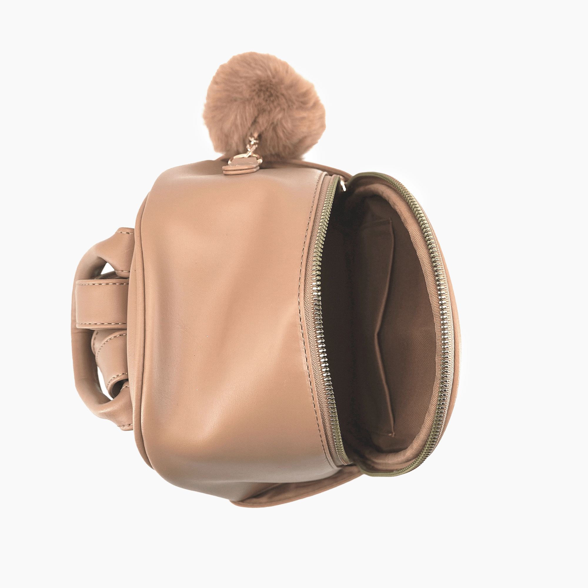 Trendy Caramel Puffer Vegan Mini Backpack