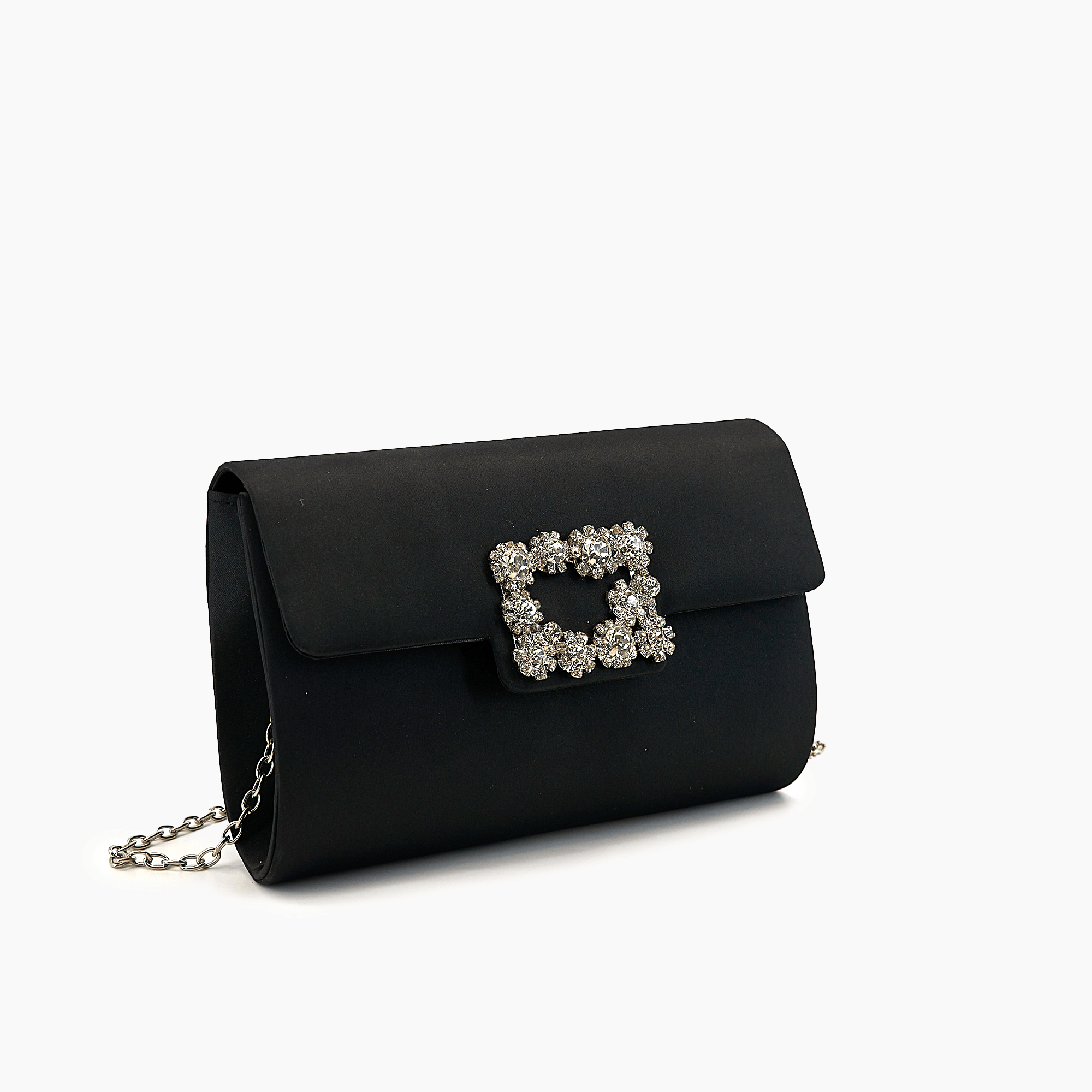 Clara Satin Rhinestone  Evening Clutch Bag