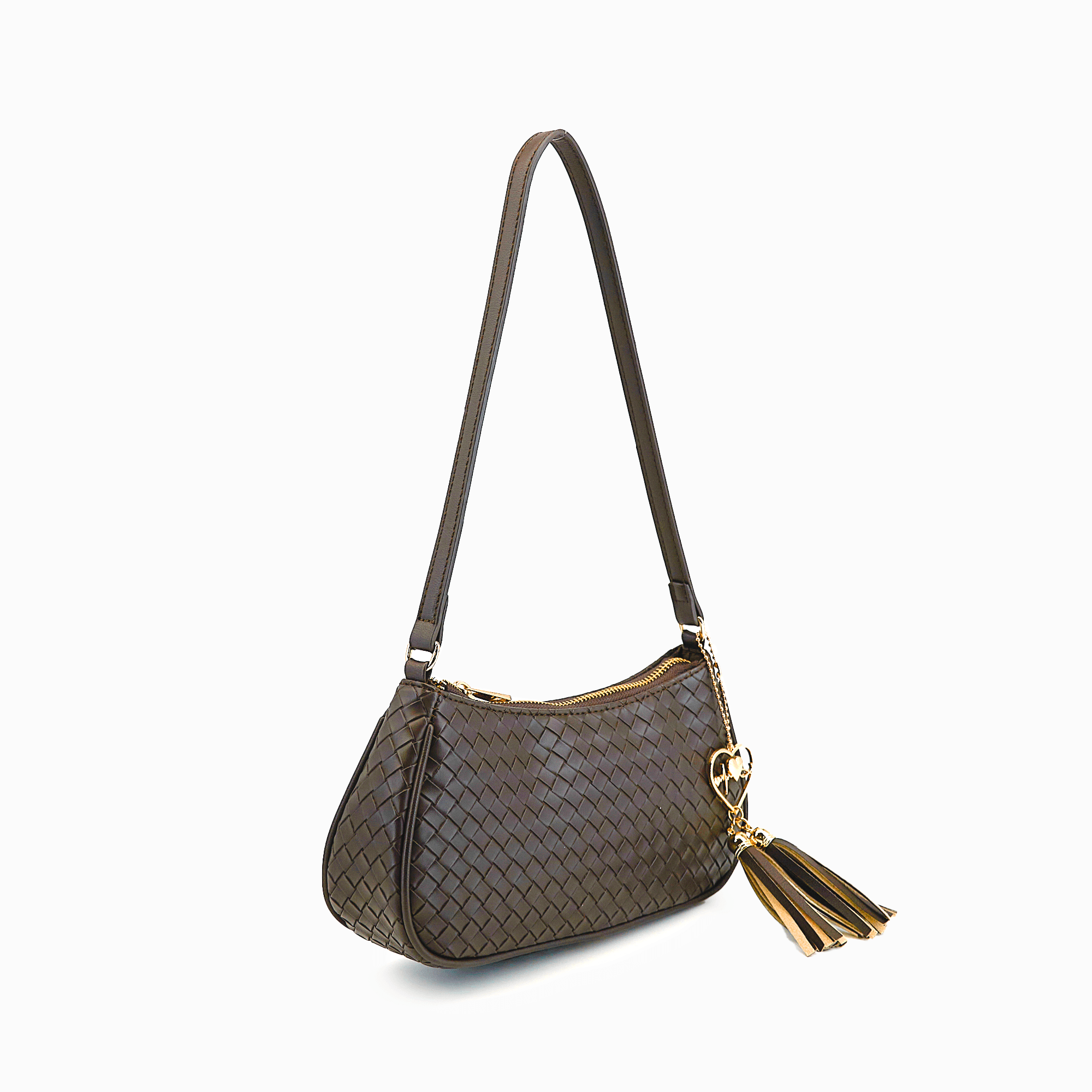 Ash Heart Tassel Vegan Woven Shoulder Bag