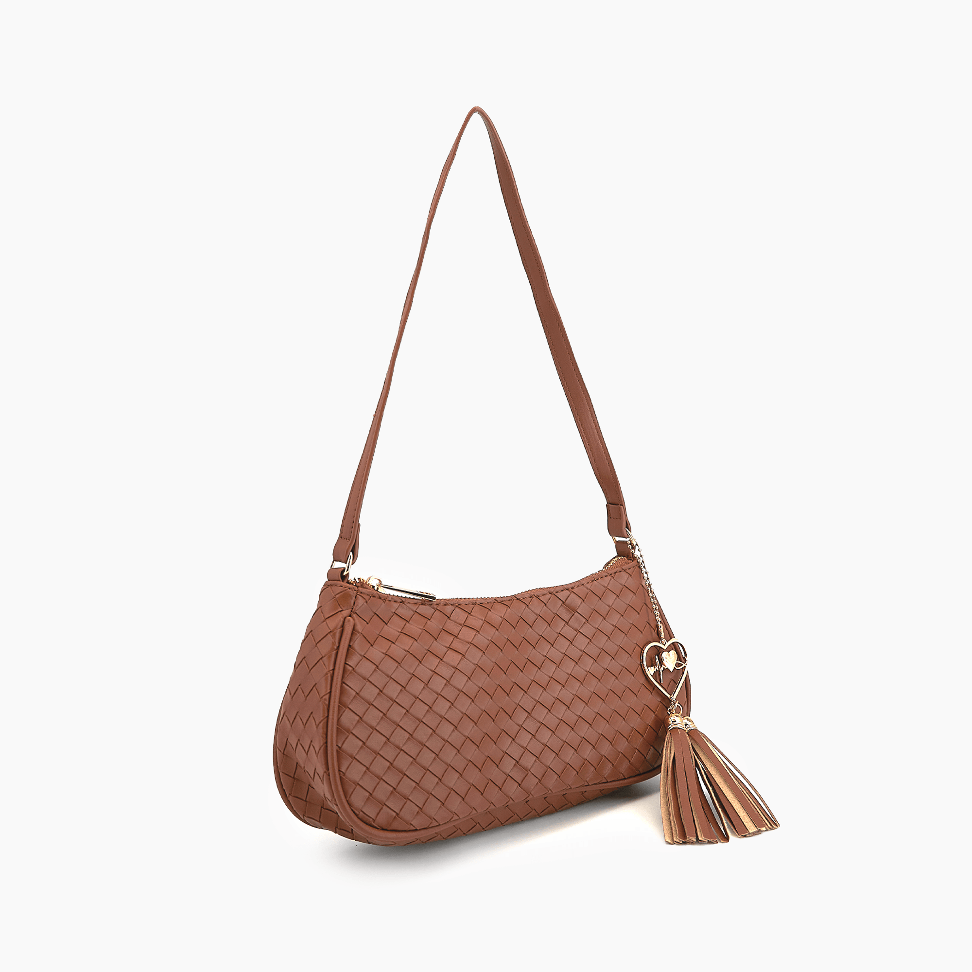 Ash Heart Tassel Vegan Woven Shoulder Bag