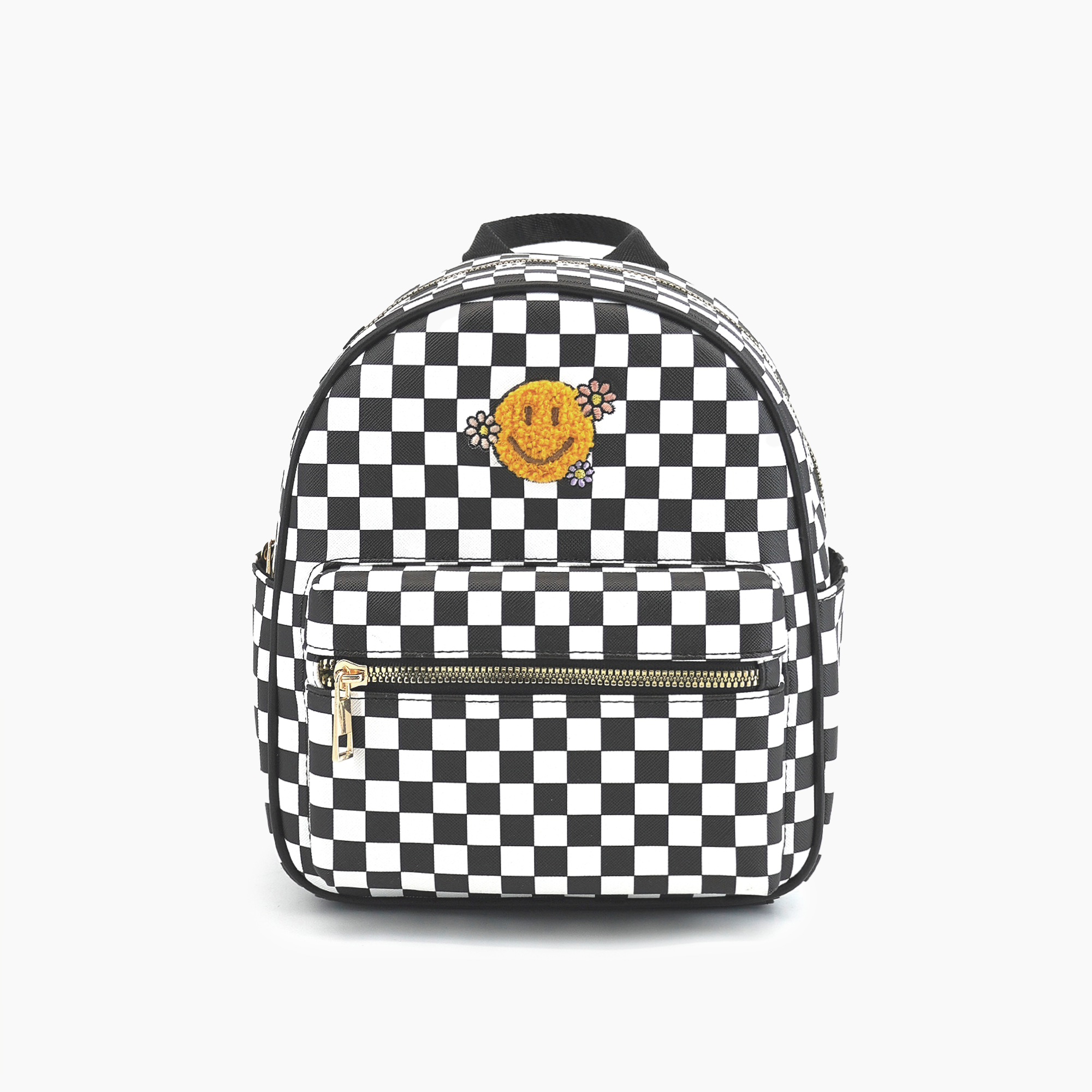 Smiley Checkered Charm Backpack