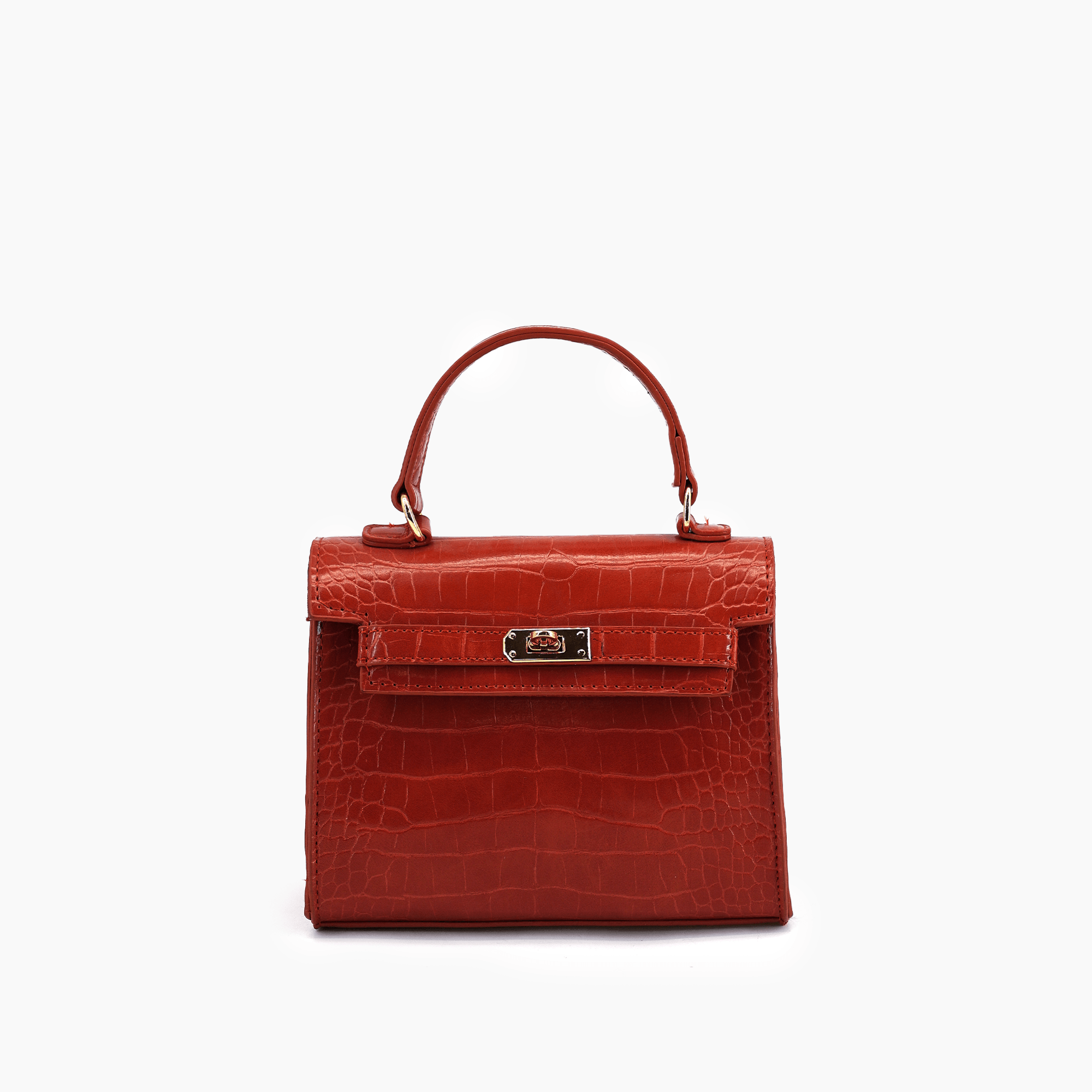 Lantern Faux Croc Mini Crossbody Bag