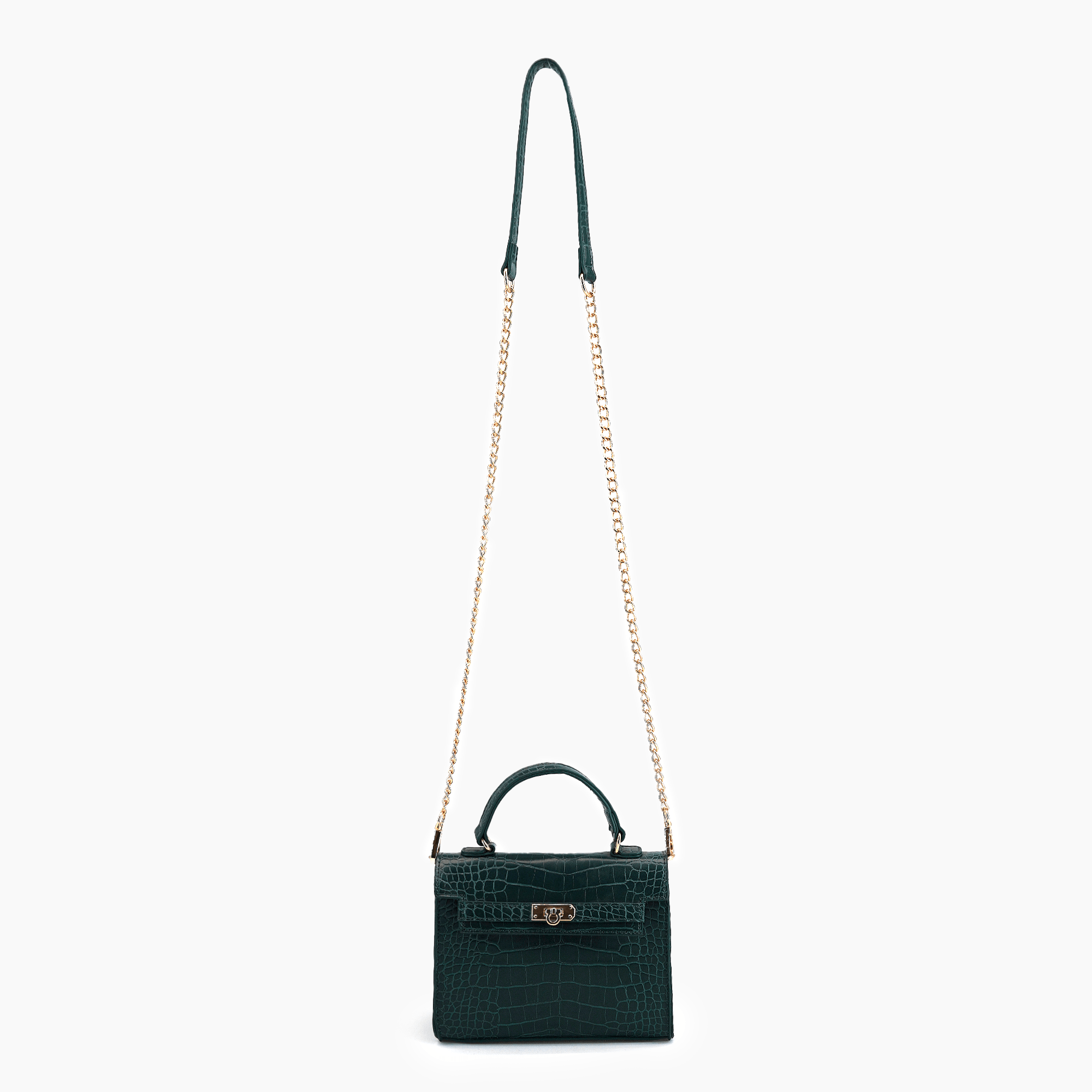 Lantern Faux Croc Mini Crossbody Bag