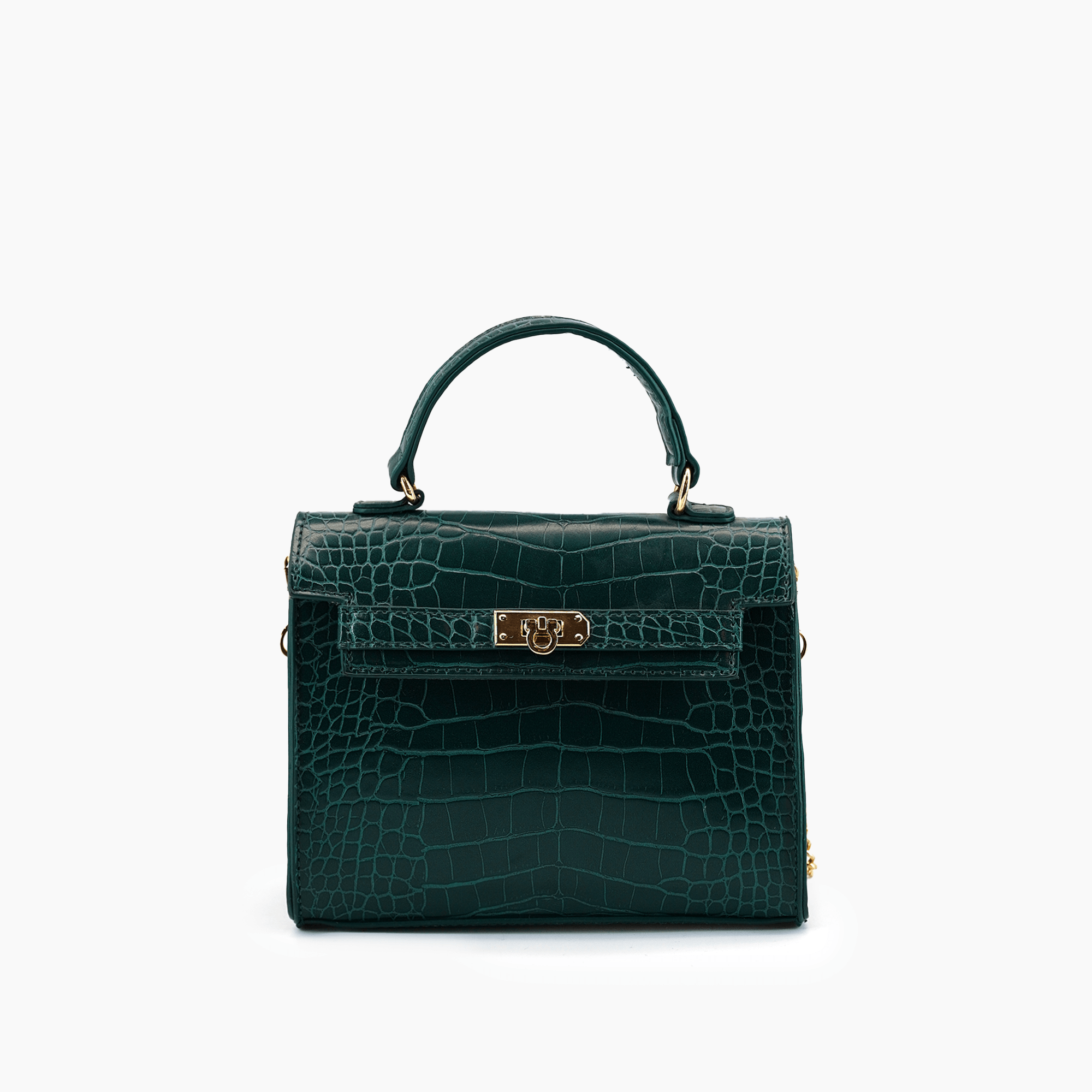 Lantern Faux Croc Mini Crossbody Bag