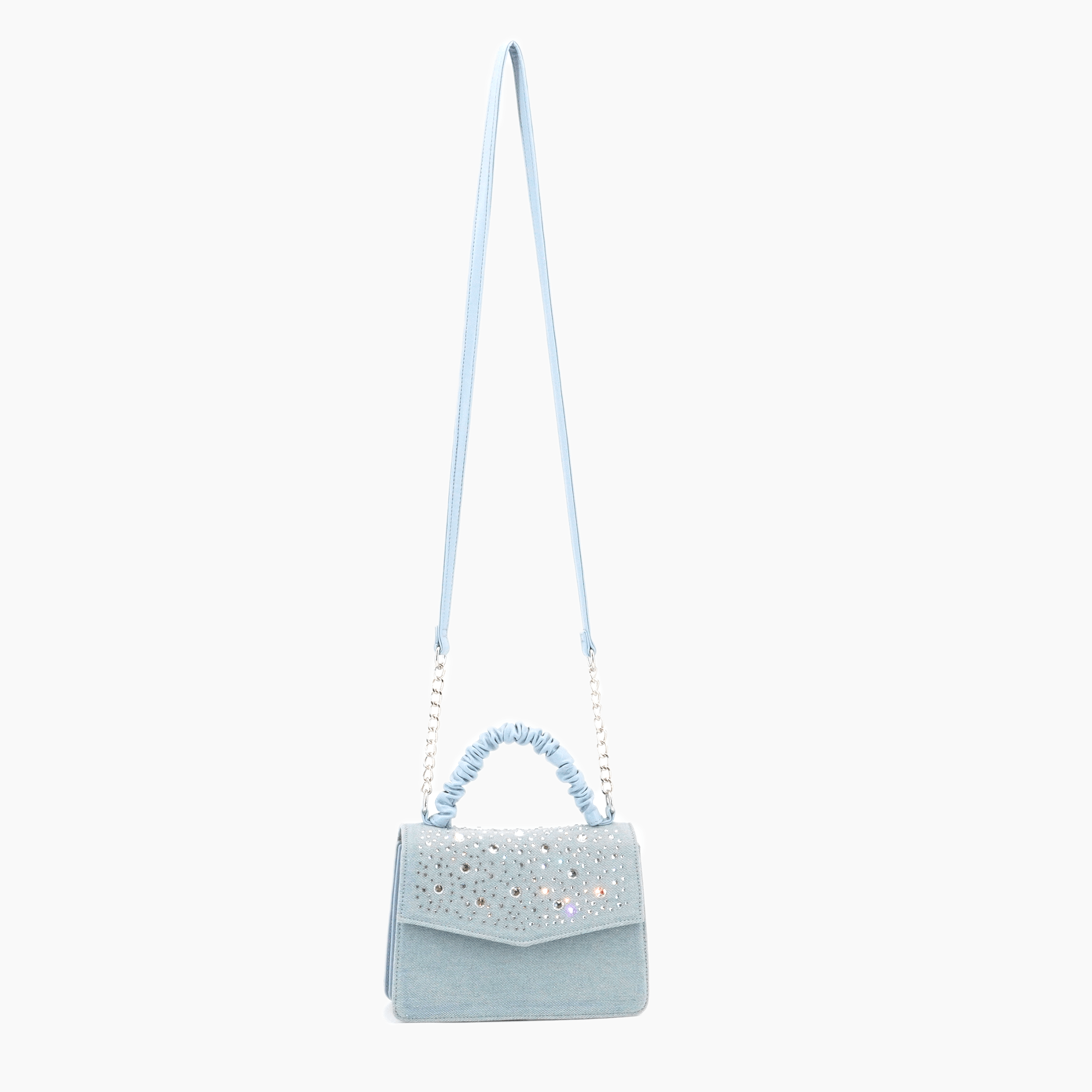 Dazzle Denim Rhinestone Crossbody Purse