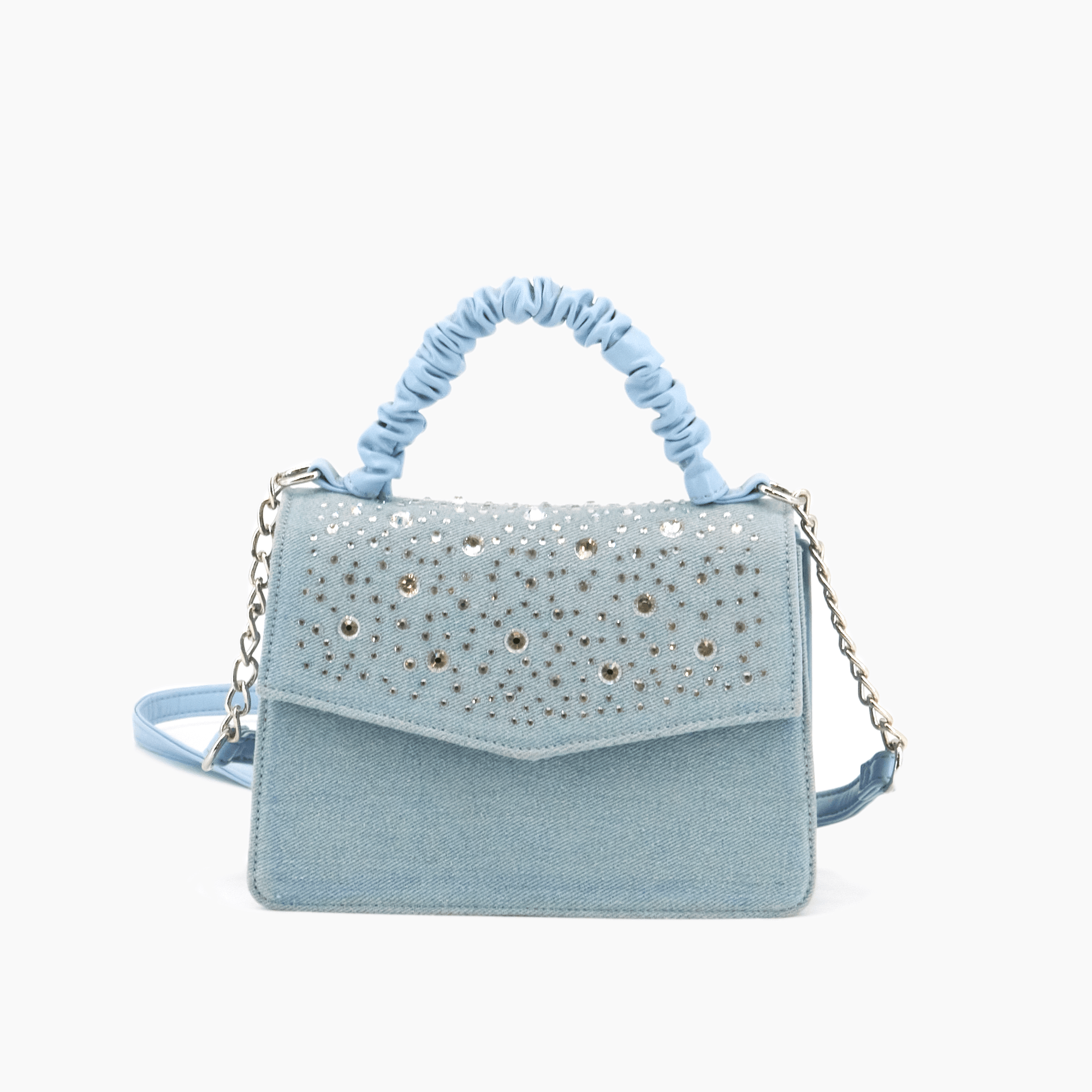 Dazzle Denim Rhinestone Crossbody Purse