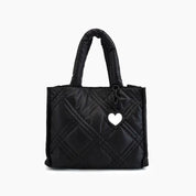 Black Out Love Nylon Puffer Tote Bag