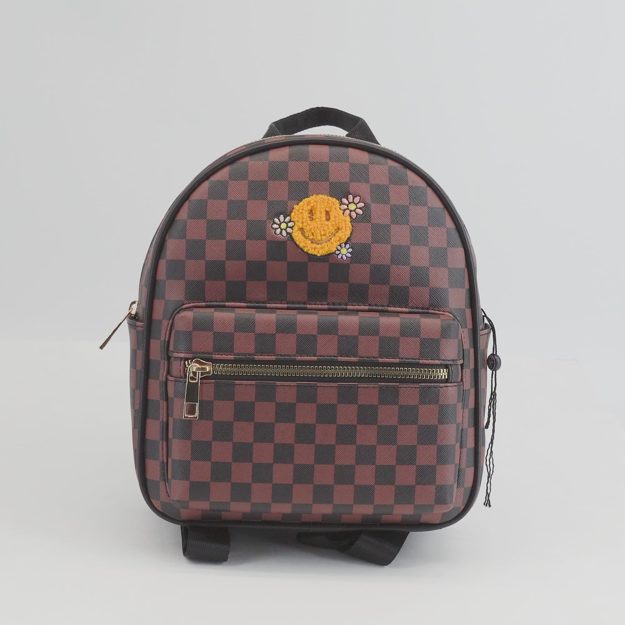 Smiley Checkered Mini Backpack