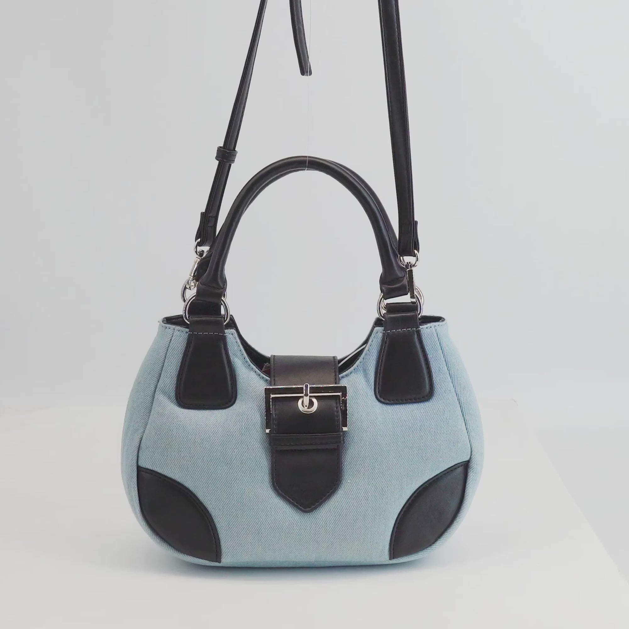 Denim Plush Y2K Top Handle Crossbody Bag