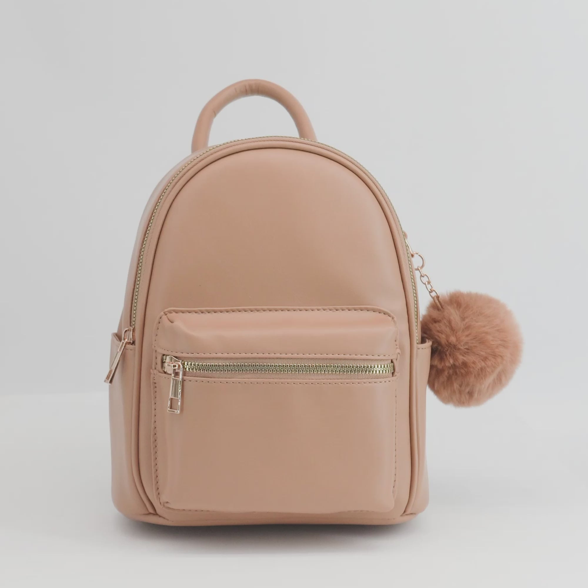 Trendy Caramel Puffer Vegan Mini Backpack