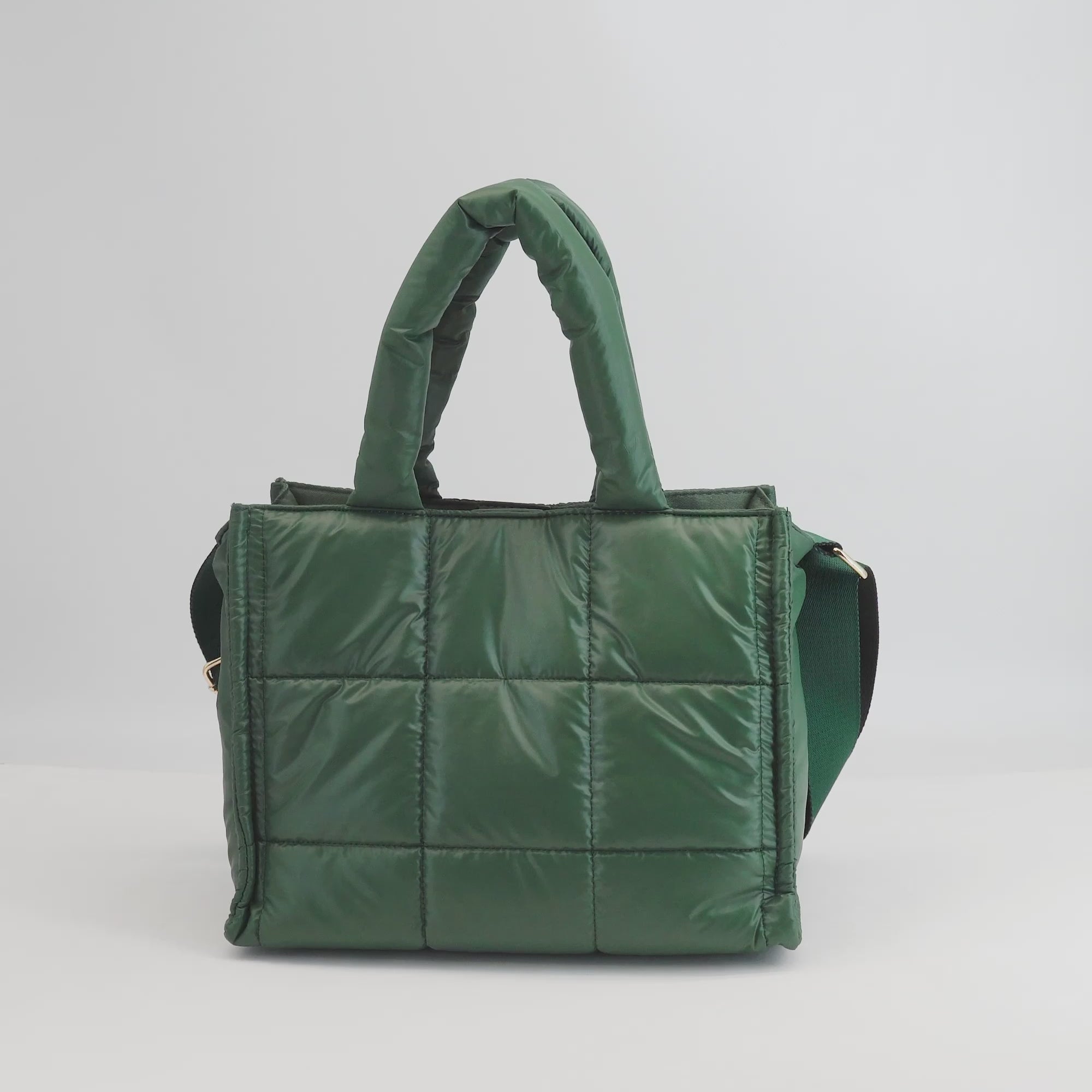 Evergreen Quilted Puffer Tote Bag