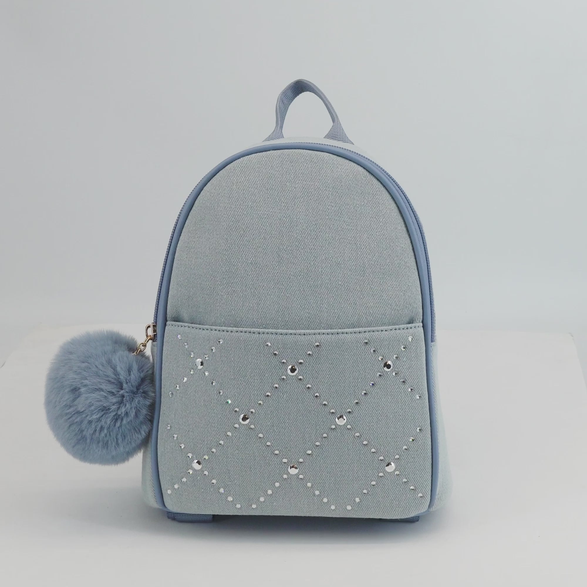 Kingston Denim Rhinestone Mini Backpack