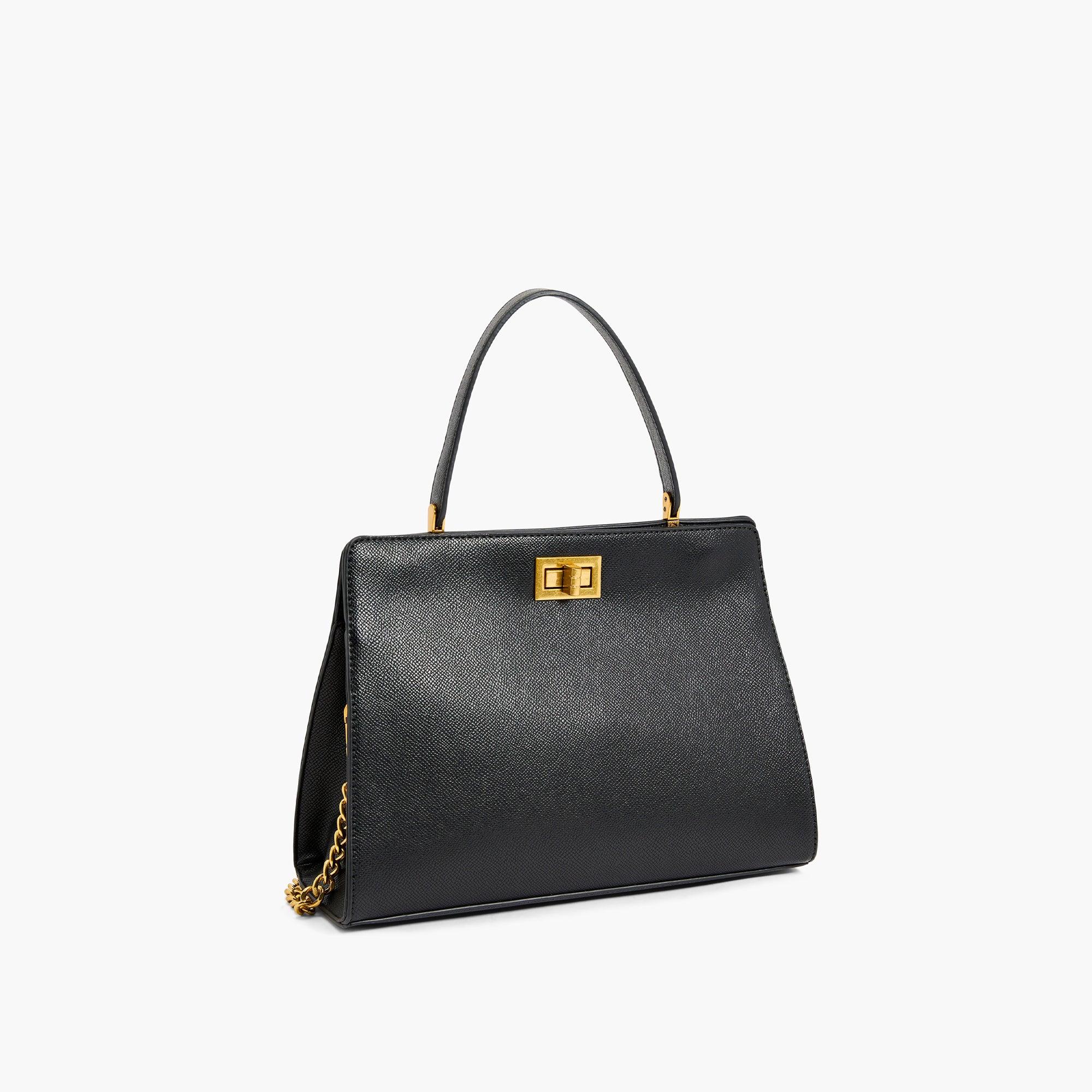 Black top outlet handle satchel